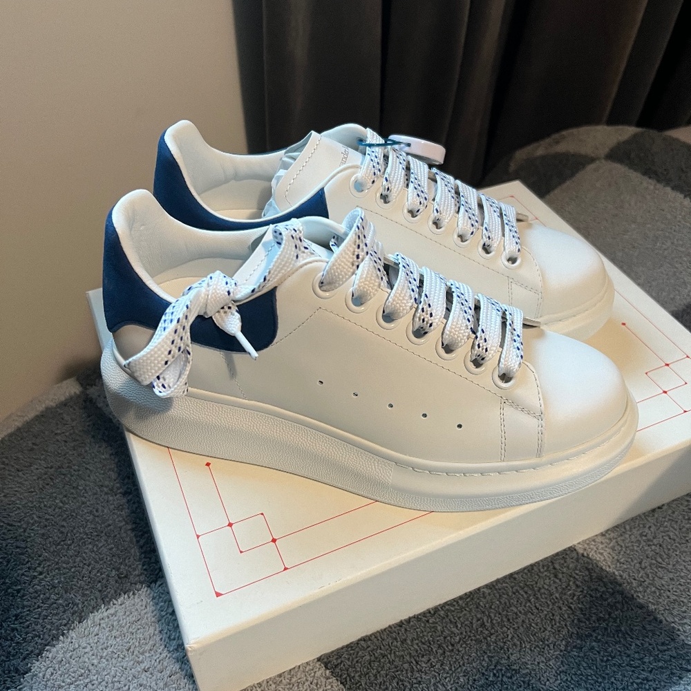 Brand new Alexander McQueen Oversized White + Blue size 7.5W